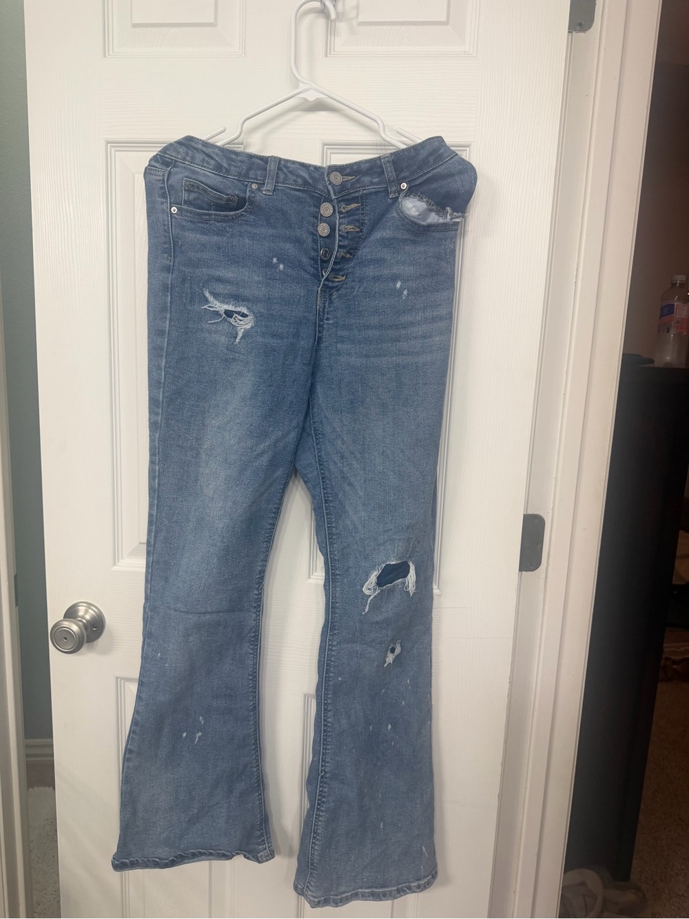 Indigo Rein Distressed Blue Flare Jeans